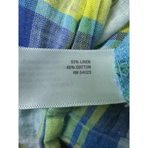 *Rare* Old Navy Linen Blend Cottagecore Yellow Plaid Tank Tie Back Women's LARGE - Picture 6 of 10